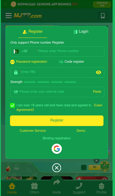 mj77 register 