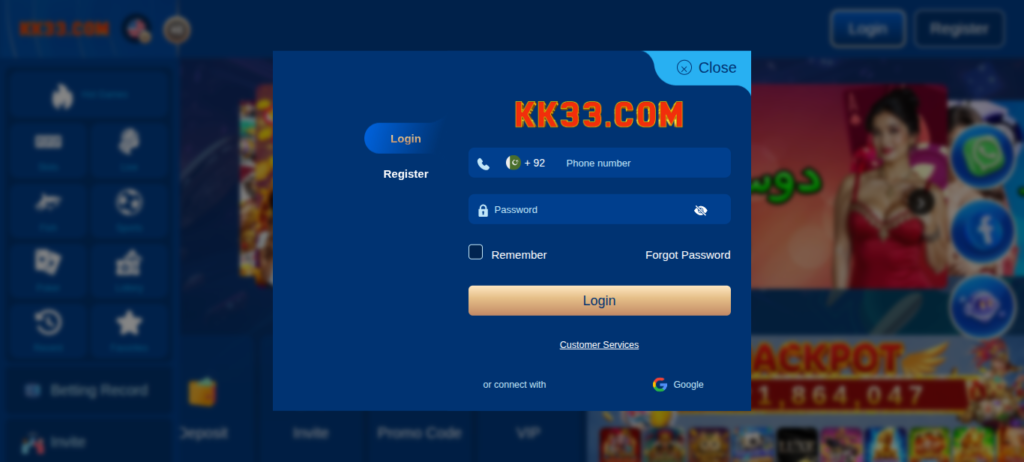 kk33 game login interface 
