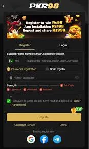 pkr98 game login interface screenshot