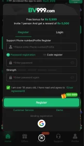 bv999 game login interface